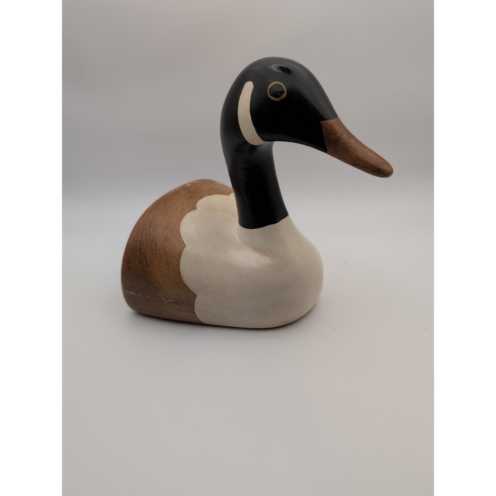 Vintage N.S. GUSTIN CO. Canadian Goose Duck Decoy Bookend Hand Decorated Wood